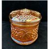 Image 1 : Northwood 1909 marigold carnival grape art glass jar