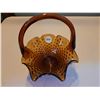 Image 2 : Glass Amber Hobnail Basket