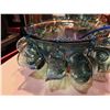 Image 3 : Blue Carnival Glass Punch Bowl with 12 Cups, Hooks, Ladle