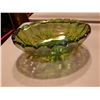 Image 1 : Green Carnival Glass Fruit Bowl