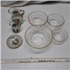 Image 1 : 4 glass bowels and 2 ceramic creamers and 1 mini plate