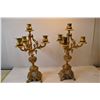 Image 1 : Antique brass and porcelain candle sticks