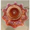 Image 4 : Dugan Peach Opal Caenival Glass "Stippled Petals" Large Pedestal 9" Bowl Rare Colour. Circa 1909