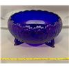 Image 1 : Fenton Cobalt Blue 1920's "Leaf Tiers Giant Rose Bowl" 3 Footed Very Rare 100+ Year Old Bowl