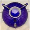 Image 4 : Fenton Cobalt Blue 1920's "Leaf Tiers Giant Rose Bowl" 3 Footed Very Rare 100+ Year Old Bowl