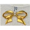 Image 1 : Vintage Gold Tone Bow + Jewel Brooch