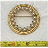 Image 1 : Vintage Faux Pearl Gold Tone Circle Brooch
