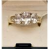Image 1 : 14KT Gold Plated Oval CZ + BaguetteCZ Size 10 Accent Ring