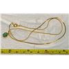 Image 1 : 14KT Gold Plated 18" Chain & Jade Emerald Pendant