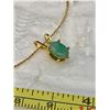 Image 2 : 14KT Gold Plated 18" Chain & Jade Emerald Pendant
