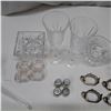 Image 3 : Glass lily , silver napkin holders,  4 salt and pepper shakers,  2 champagne flutes, pin wheel cryst