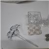 Image 4 : Glass lily , silver napkin holders,  4 salt and pepper shakers,  2 champagne flutes, pin wheel cryst