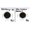 Image 1 : 761.  1822 GEOPRGE 1111 HALF PENNY, AND 1890 VICTORIA FARTHING