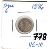 Image 1 : 778.  1886 SMALL 6 FIVE CENT