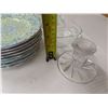 Image 3 : 8 Small Plates, 8 Small Glass Bowls and 2 Crystal Candle Holders.