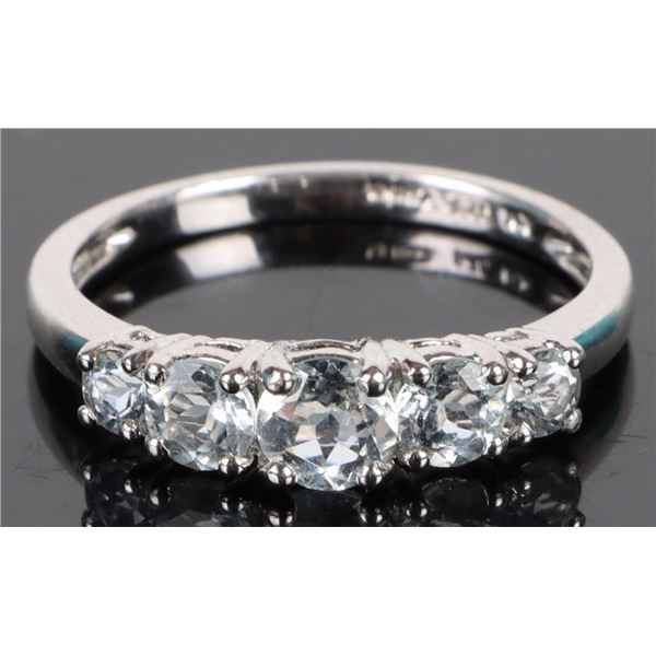 STERLING SILVER ROUND AQUA LADIES RING