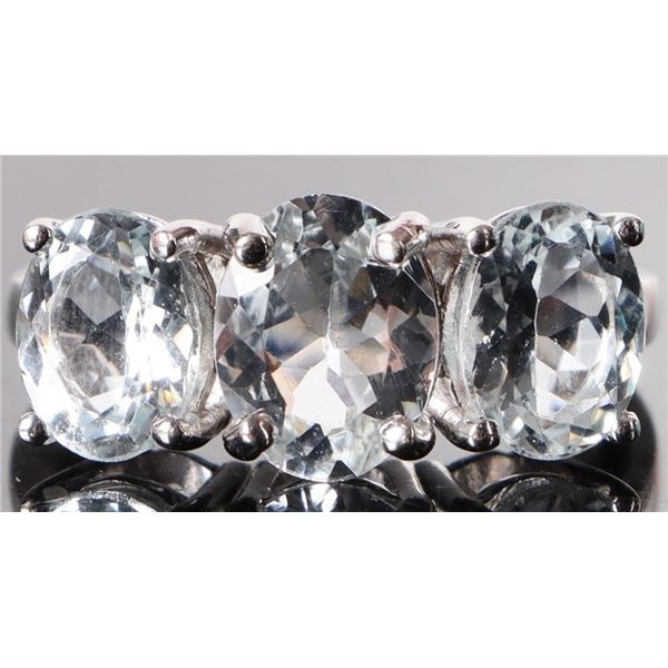 IMPRESSIVE 3.5CTW AQUAMARINE STERLING LADIES RING