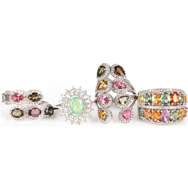 BEAUTIFUL STERLING VARIOUS GEMSTONE RINGS LOT OF 4