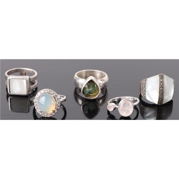 STERLING SILVER QUARTZ & MOP LADIES RINGS