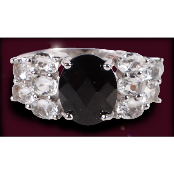 2.0CT GARNET & TOPAZ STERLING SILVER LADIES RING