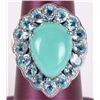 Image 1 : ANGEL TURQUOISE & TOPAZ STERLING TEARDROP RING