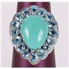 Image 2 : ANGEL TURQUOISE & TOPAZ STERLING TEARDROP RING