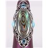 Image 1 : LARIMAR, ABALONE, & TOPAZ STERLING SILVER RING