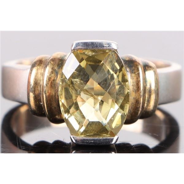 2.5CT YELLOW OVAL CITRINE STERLING SILVER RING