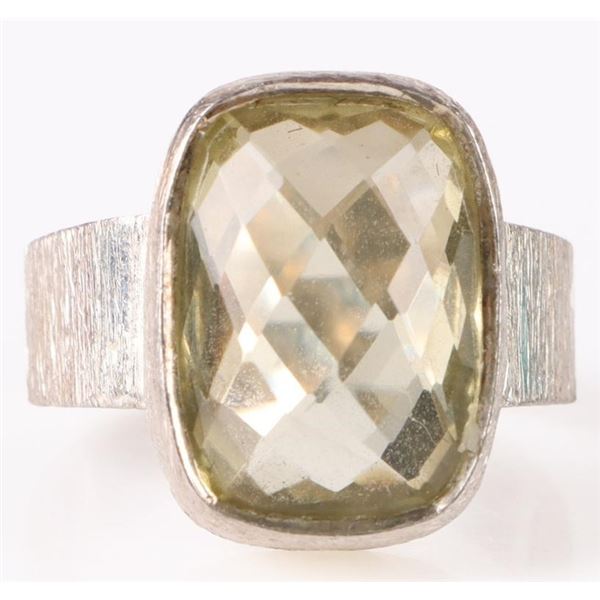 9X14MM YELLOW CITRINE STERLING SILVER LADIES RING