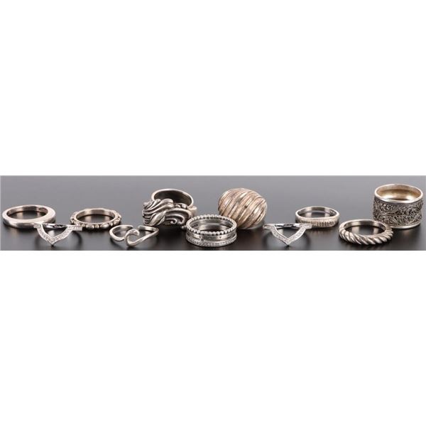 STERLING SILVER LADIES RINGS LOT OF 12