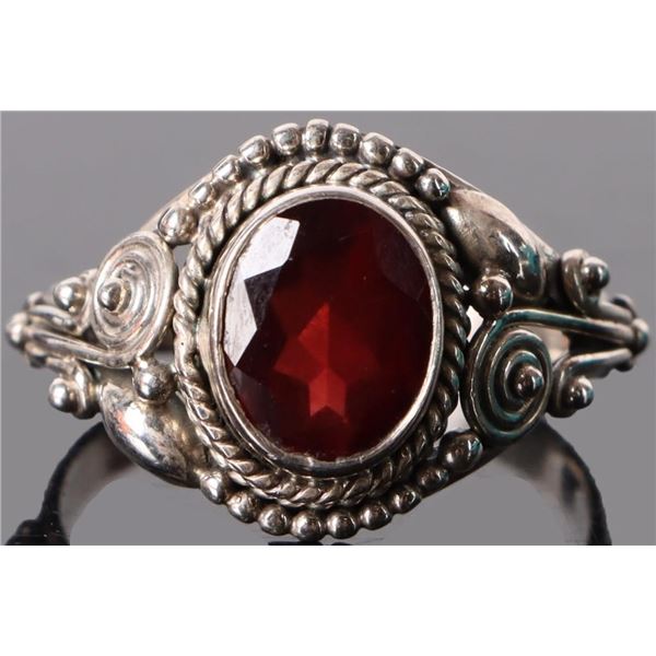 2.0CT ORNATE GARNET STERLING SILVER LADIES RING