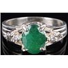 Image 1 : 1CT JADE & WHITE TOPAZ STERLING SILVER LADIES RING