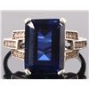 Image 1 : 10X14MM BLUE SAPPHIRE STERLING SILVER LADIES RING