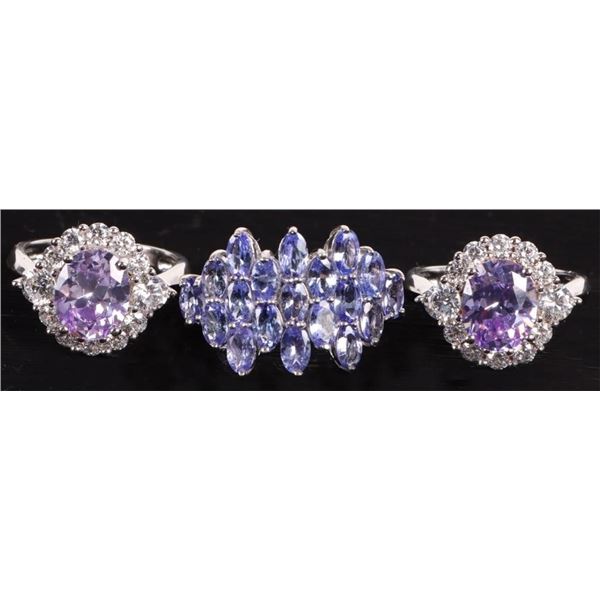 BEAUTIFUL VARIOUS GEMSTONE RINGS LOT OF 3