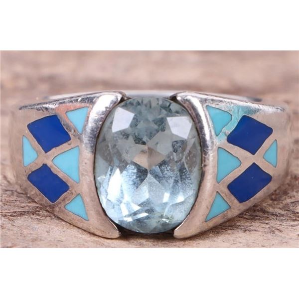 2CT BLUE TOPAZ STERLING SILVER KABANA LADIES RING