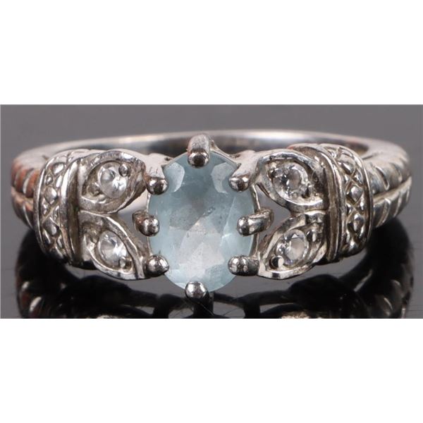 1CT LIGHT BLUE TOPAZ STERLING SILVER LADIES RING