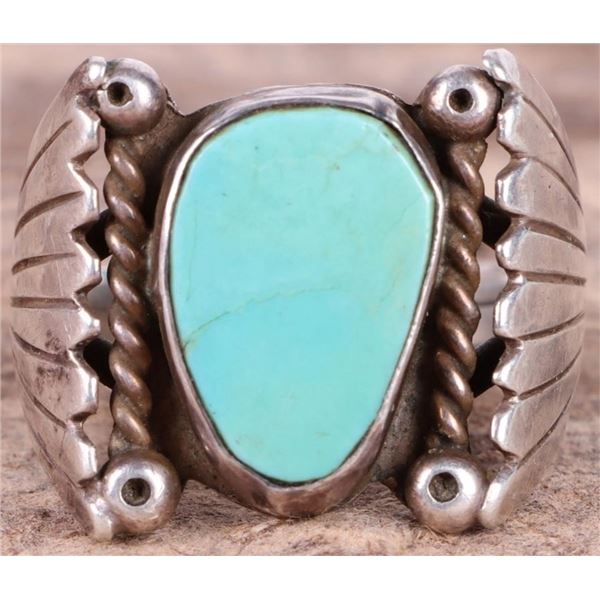 LIGHT TURUOISE NAVAJO STERLING SILVER MEN'S RING