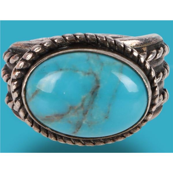 SIGNED TURQUOISE SOUTHWEST STERLING SILVER RING