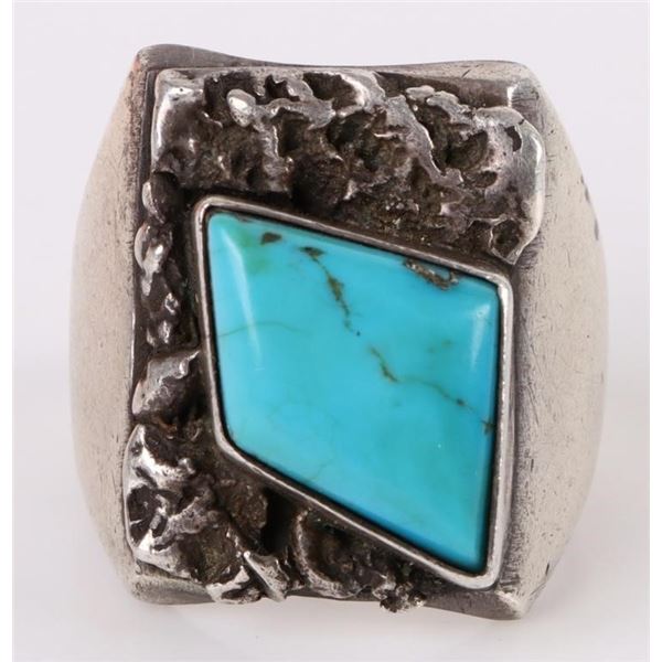 TURQUOISE SOUTHWEST STERLING SILVER MEN'S RING
