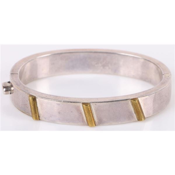 VINTAGE STERLING TAXCO HINGED BANGLE BRACELET