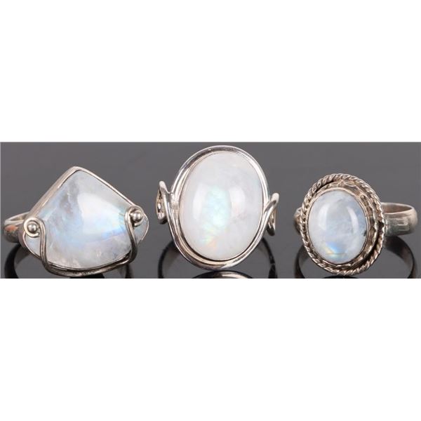 SOUTHWEST-STYLE MOONSTONE STERLING SILVER RINGS