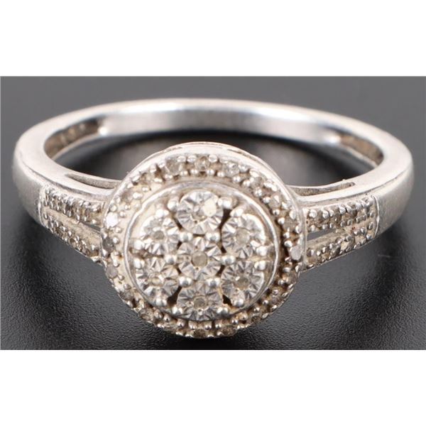 0.55CTW DIAMOND 10K WHITE GOLD HALO PROMISE RING