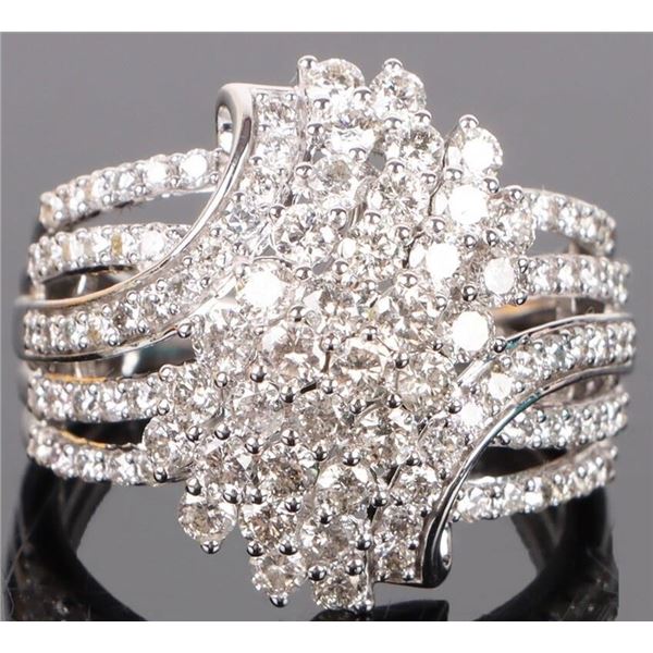 3.15CTW DIAMOND WATERFALL RING IN 10K WHITE GOLD