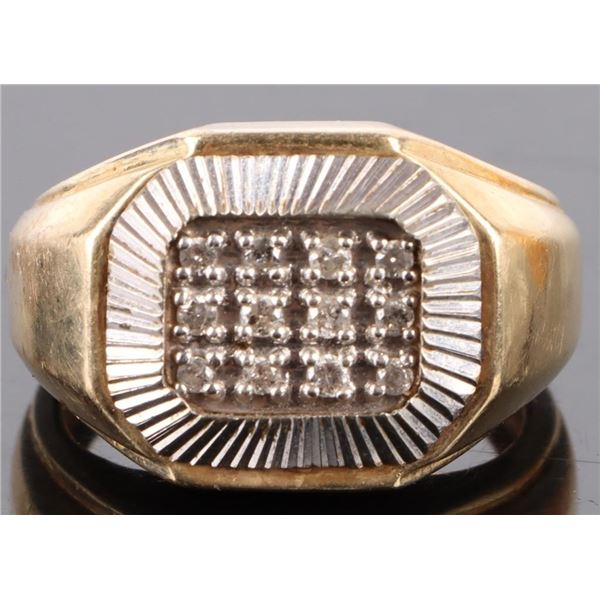 VTG ZEI 10K YELLOW / WHITE GOLD DIAMOND MEN'S RING