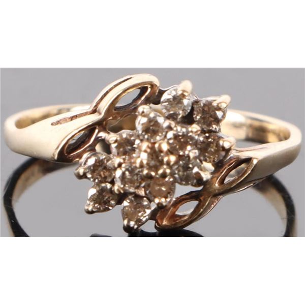 10K YELLOW GOLD 0.39CTW DIAMOND CLUSTER  RING
