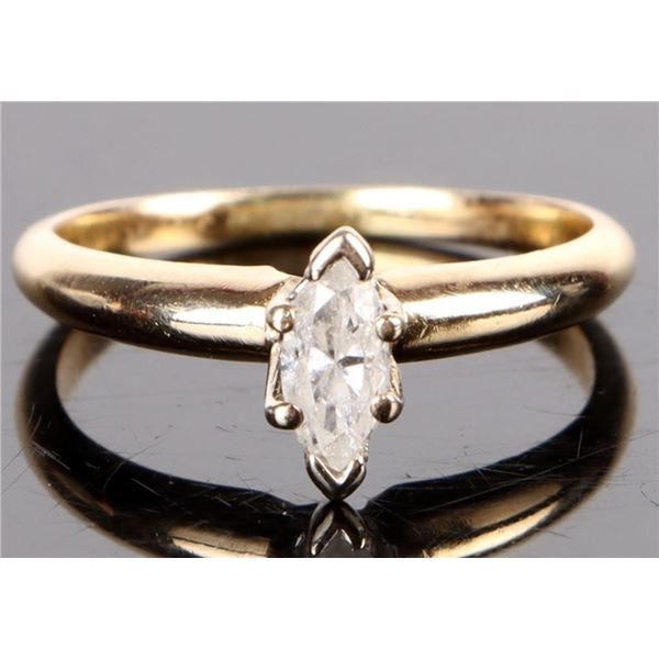 0.33 CTW. DIAMOND MARQUIS CUT 10KT. GOLD RING