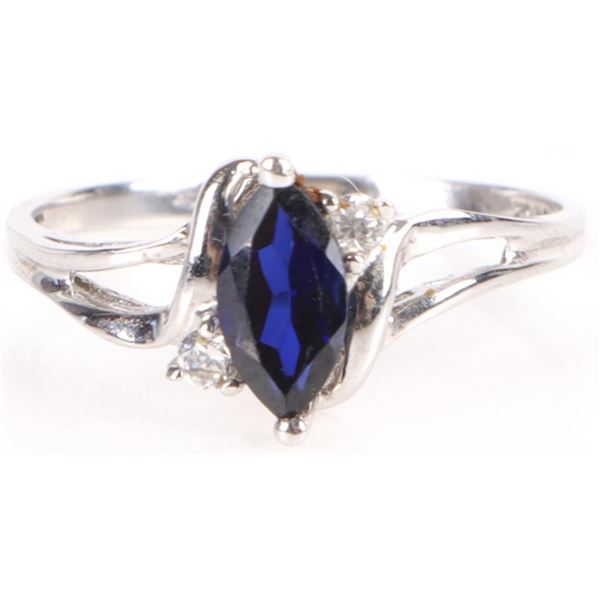 10K WHITE GOLD ~.40CT MARQUIS SAPPHIRE LADIES RING