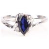 Image 1 : 10K WHITE GOLD ~.40CT MARQUIS SAPPHIRE LADIES RING