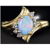 Image 1 : 10K YELLOW GOLD DIAMOND OPAL LADIES RING