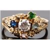 Image 1 : 10K MULTI GEMSTONE CLUSTER RING
